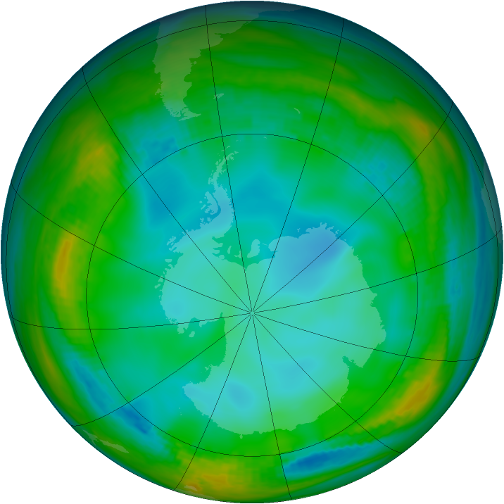 Antarctic ozone map for 20 June 1982